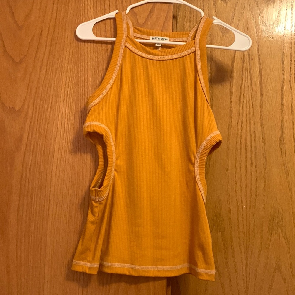 Golden yellow cutout tank top. Size large